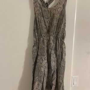 Thayer 100% silk mini snakeskin dress with lace up racer back. Size 0.